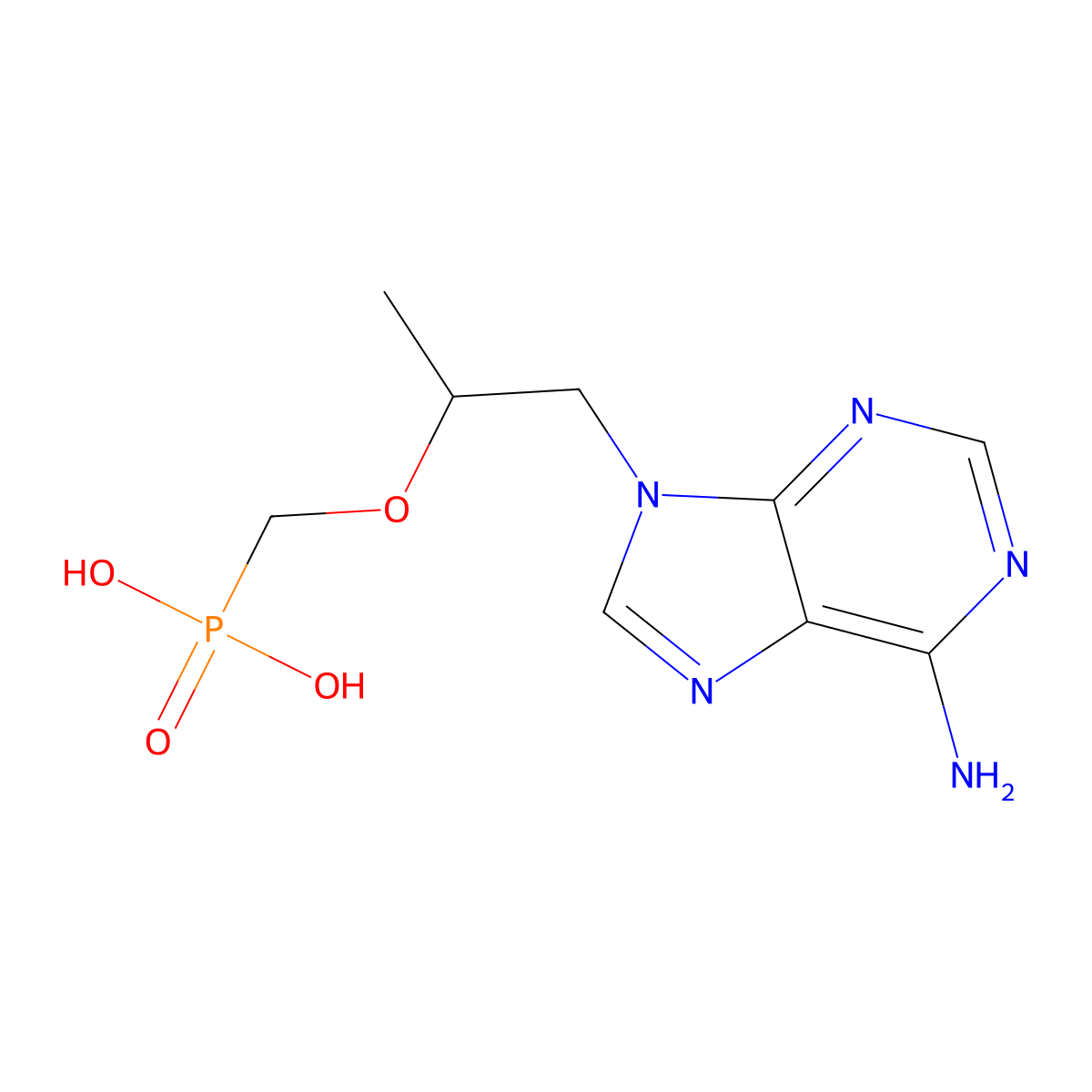 Tenofovir molecular structure, CAS 147127-20-6