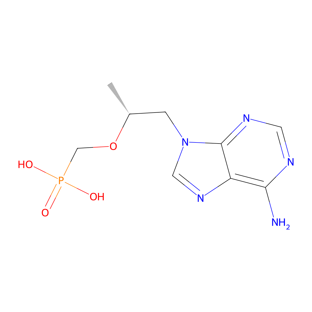 Tenofovir molecular structure, CAS 147127-20-6