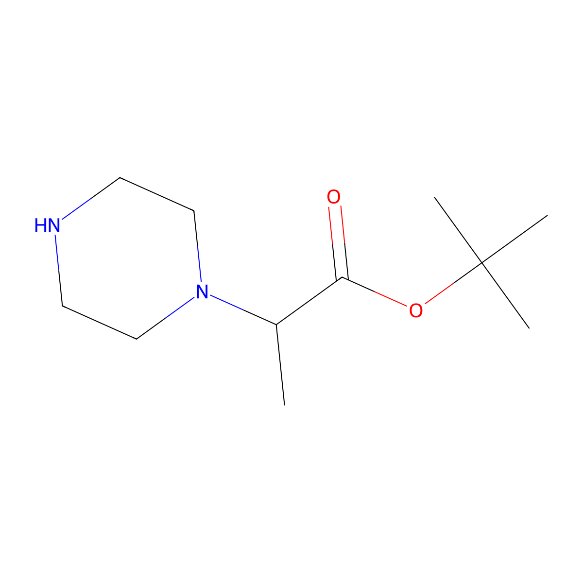Tert-butyl 2-(piperazin-1-yl)propanoate molecular structure, CAS 147135-96-4