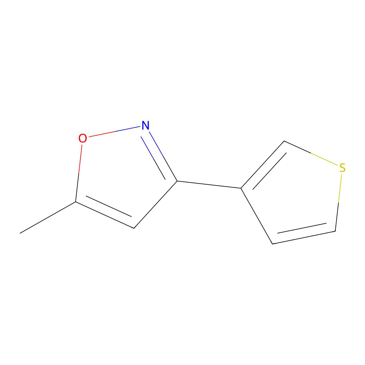 5-Methyl-3-(thiophen-3-yl)isoxazole molecular structure, CAS 147137-35-7