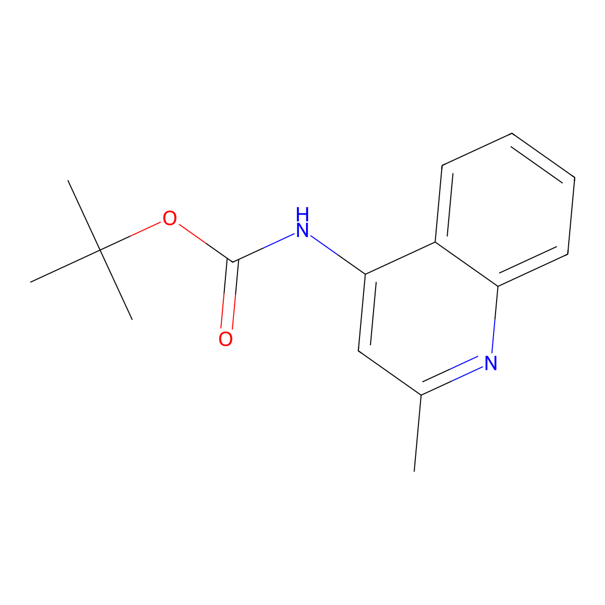 Carbamic acid, (2-methyl-4-quinolinyl)-, 1,1-dimethylethyl ester molecular structure, CAS 147147-59-9