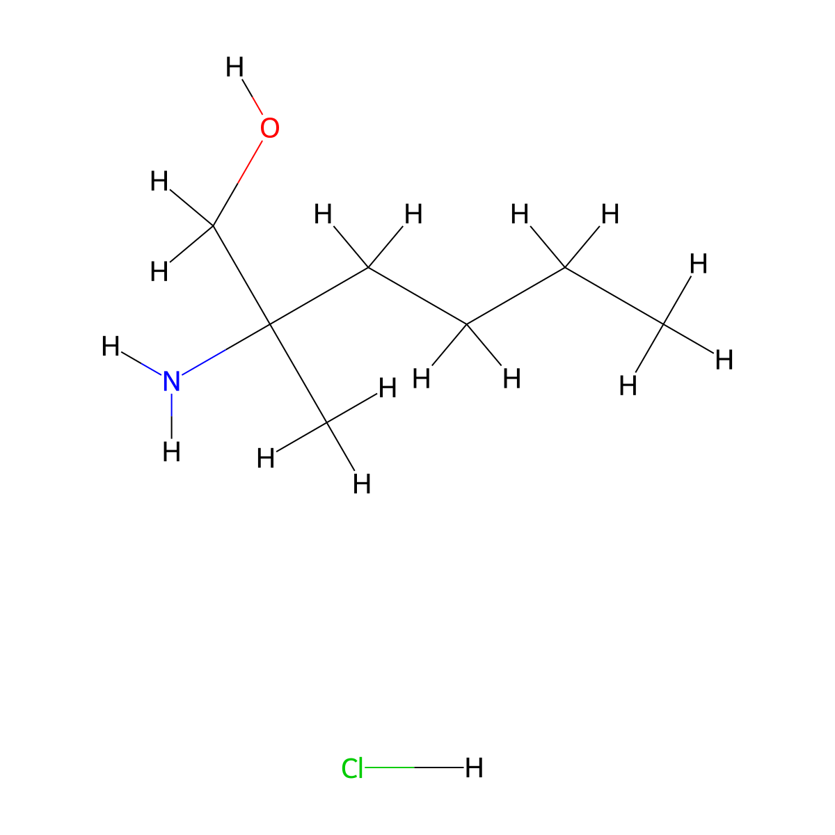 2-Amino-2-methylhexan-1-ol hydrochloride molecular structure, CAS 147156-63-6