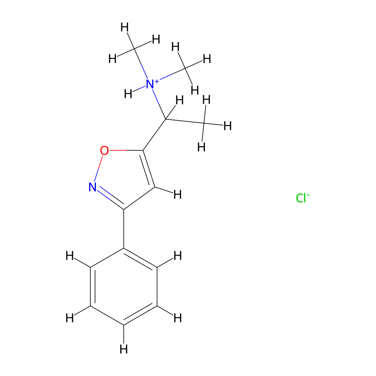 N,N-Dimethyl-1-(3-phenyl-1,2-oxazol-5-yl)ethan-1-amine--hydrogen chloride (1/1) molecular structure, CAS 14716-59-7