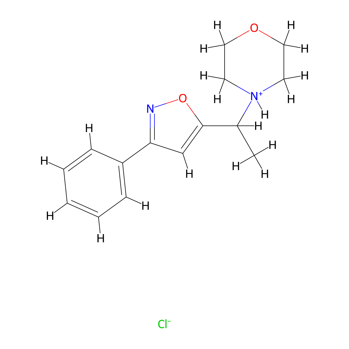 Isoxazole, 5-(1-morpholinoethyl)-3-phenyl-, hydrochloride molecular structure, CAS 14716-63-3