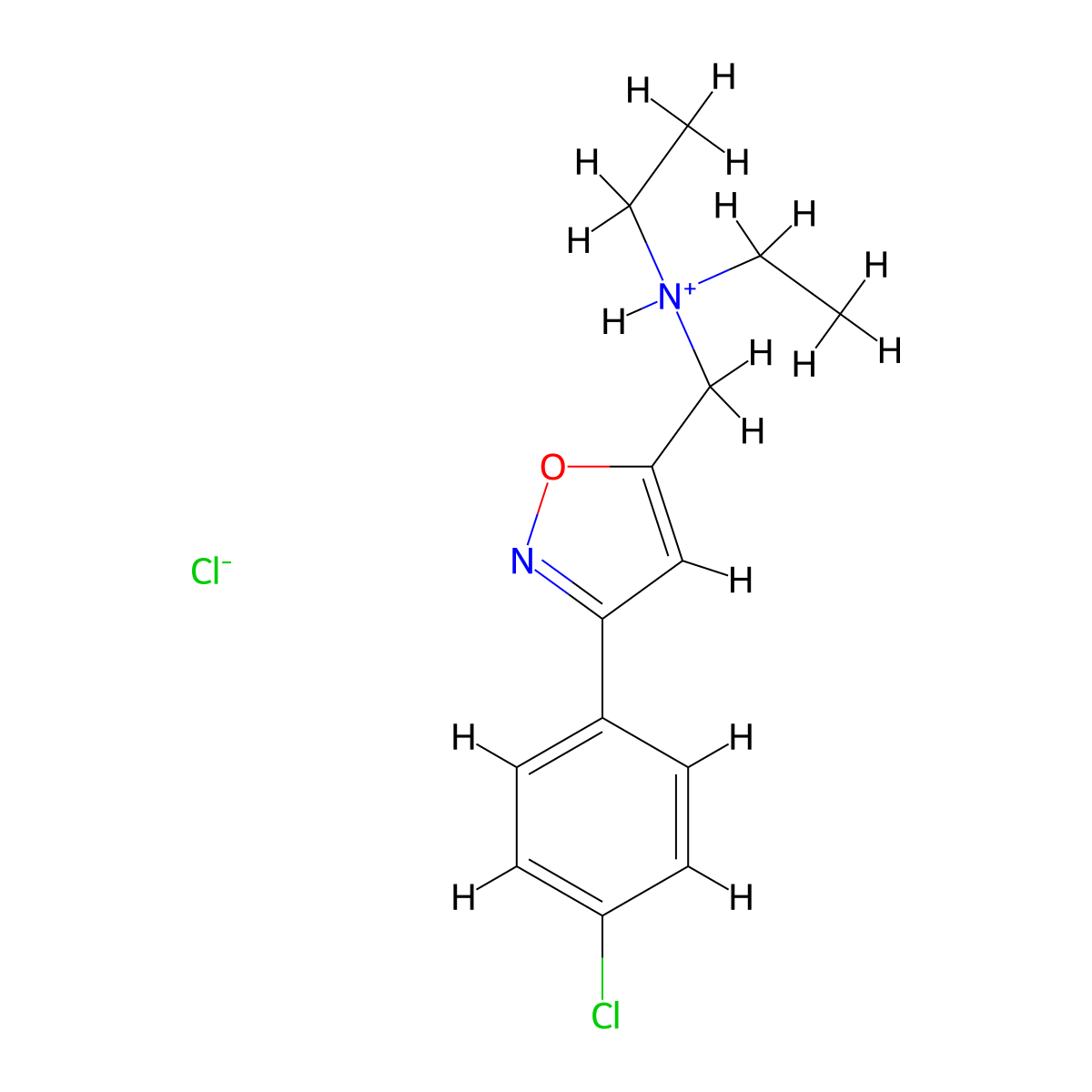 Isoxazole, 3-(p-chlorophenyl)-5-(diethylaminomethyl)-, hydrochloride molecular structure, CAS 14716-73-5