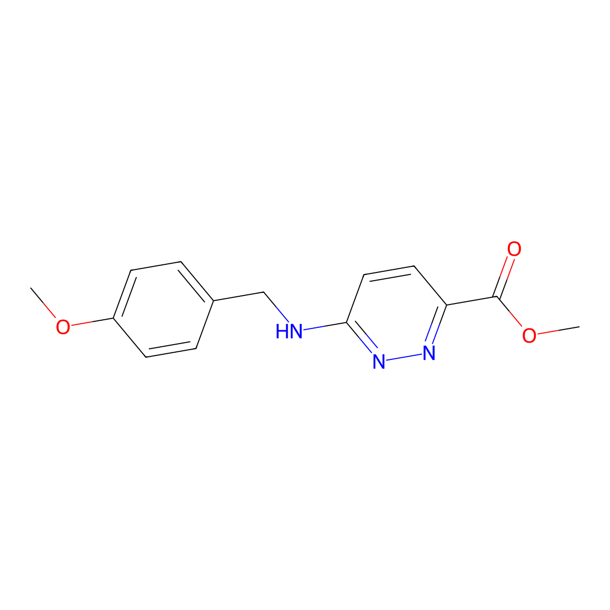 Methyl 6-((4-methoxybenzyl)amino)pyridazine-3-carboxylate molecular structure, CAS 147165-08-0