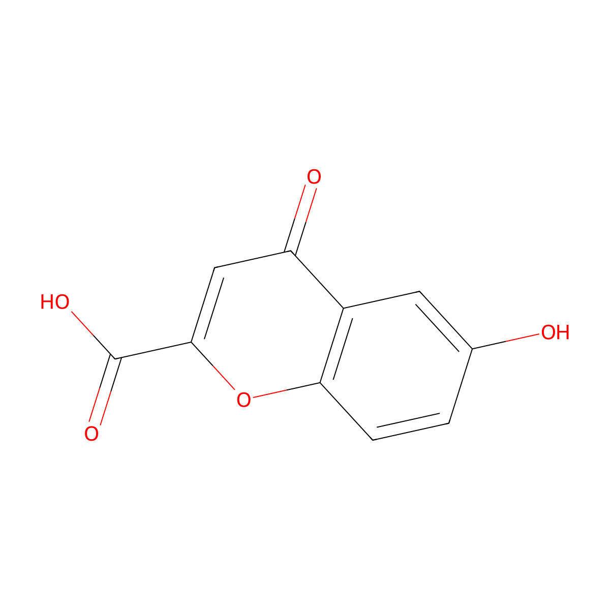 6-Hydroxy-4H-4-oxochromene-2-carboxylic acid molecular structure, CAS 14718-40-2