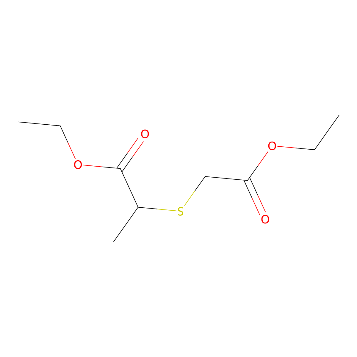 Ethyl 2-[(2-ethoxy-2-oxoethyl)sulfanyl]propanoate molecular structure, CAS 14719-35-8