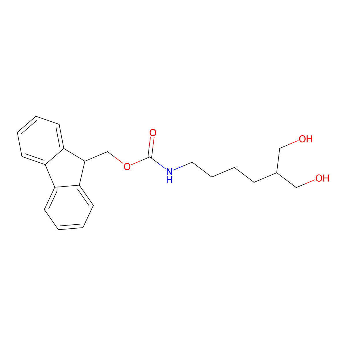 (9H-Fluoren-9-yl)methyl (6-hydroxy-5-(hydroxymethyl)hexyl)carbamate molecular structure, CAS 147190-31-6