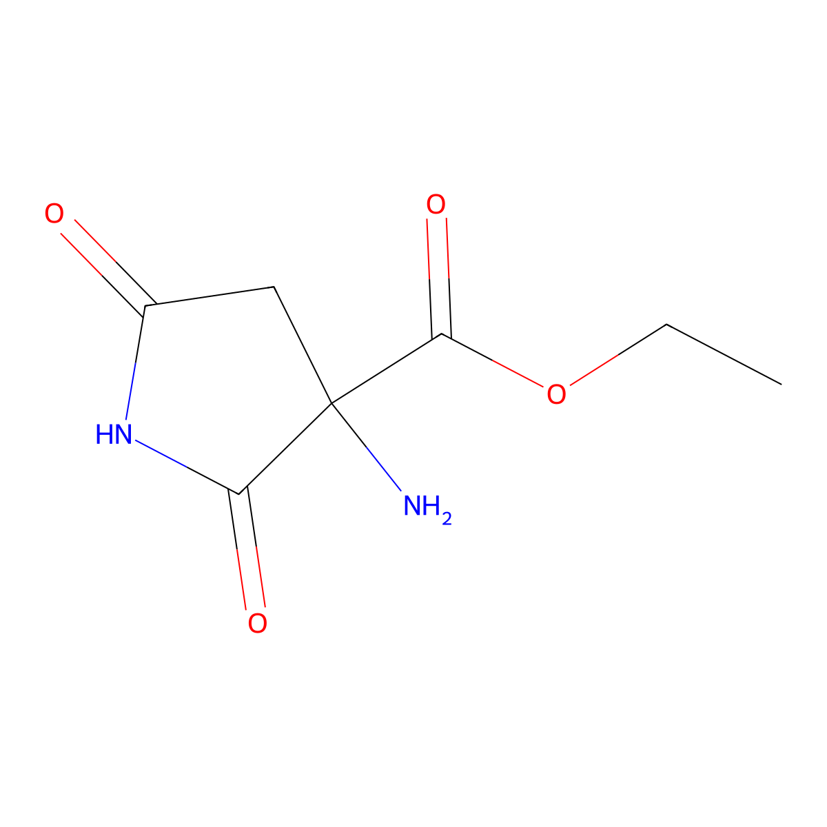 Ethyl 3-amino-2,5-dioxopyrrolidine-3-carboxylate molecular structure, CAS 147194-11-4