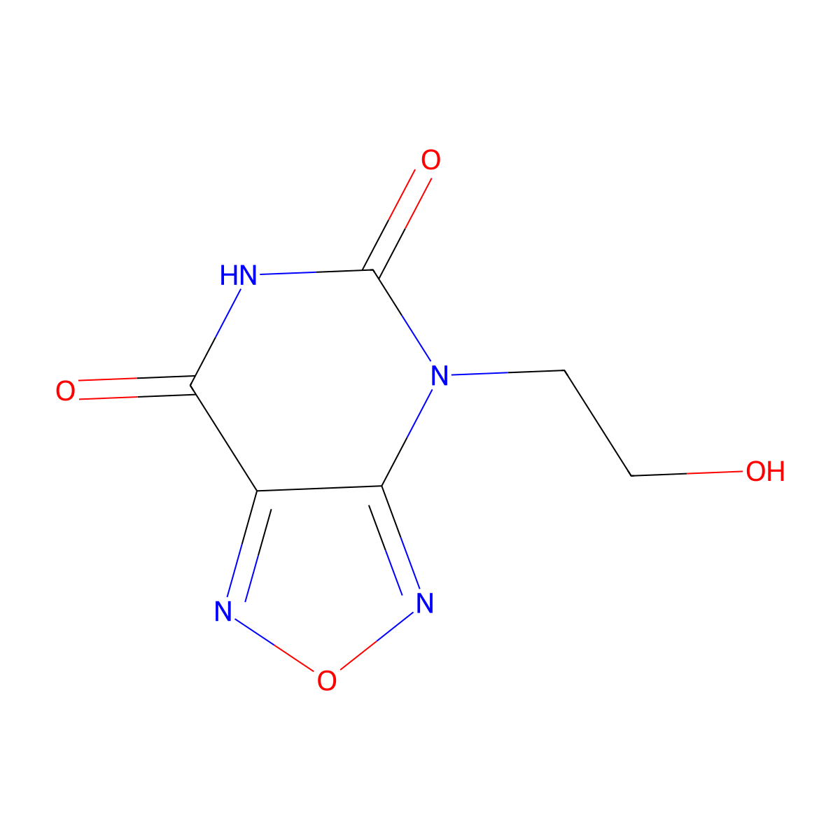 4-(2-Hydroxyethyl)[1,2,5]oxadiazolo[3,4-d]pyrimidine-5,7(4H,6H)-dione molecular structure, CAS 147194-39-6