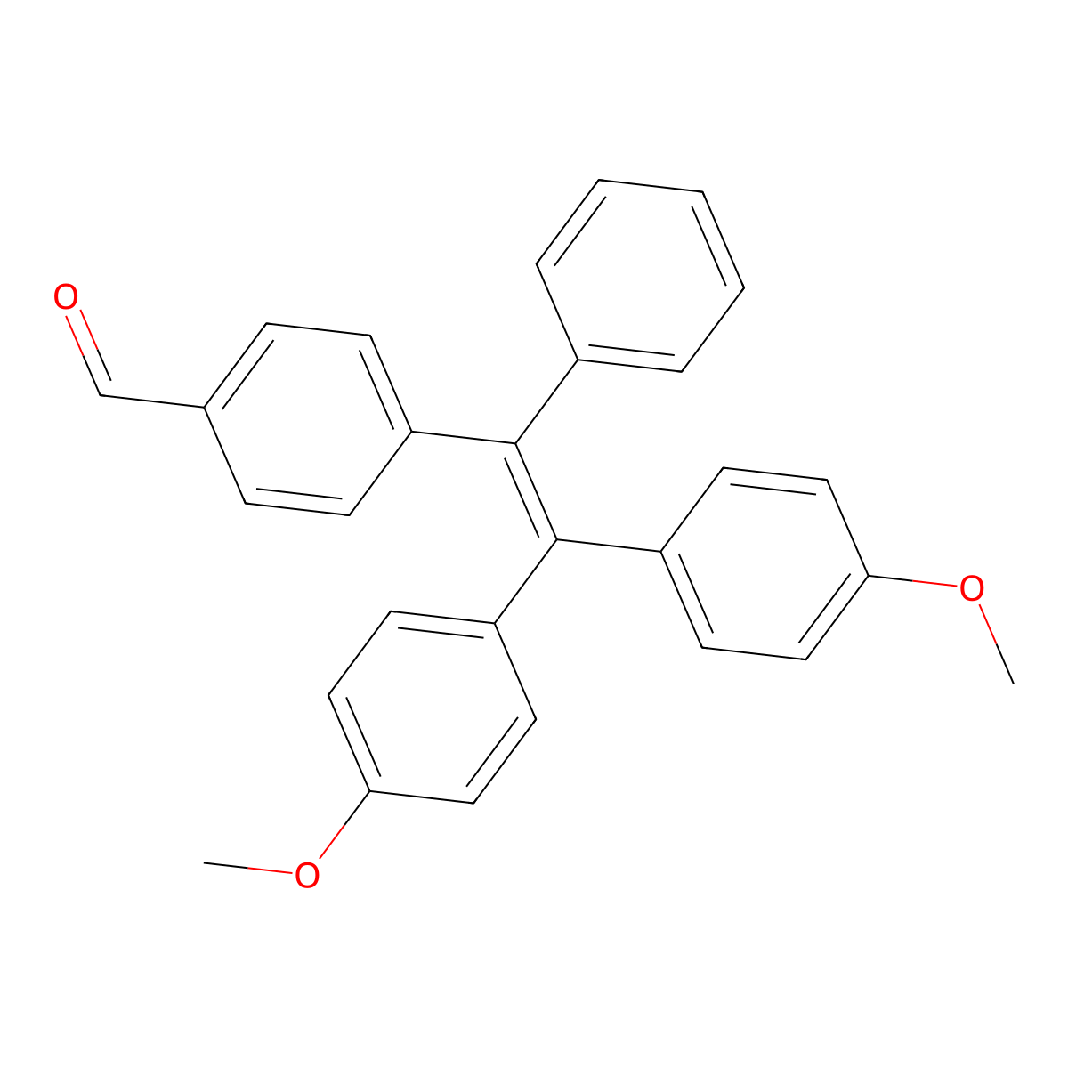 4-(2,2-Bis(4-methoxyphenyl)-1-phenylvinyl)benzaldehyde molecular structure, CAS 1471980-33-2