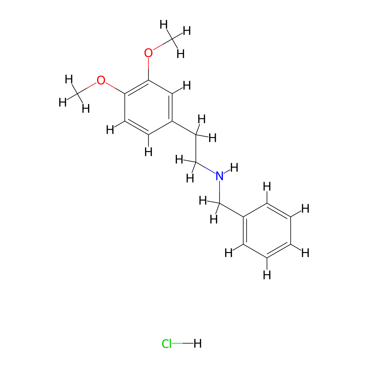 Phenethylamine, N-benzyl-3,4-dimethoxy-, hydrochloride molecular structure, CAS 1472-54-4