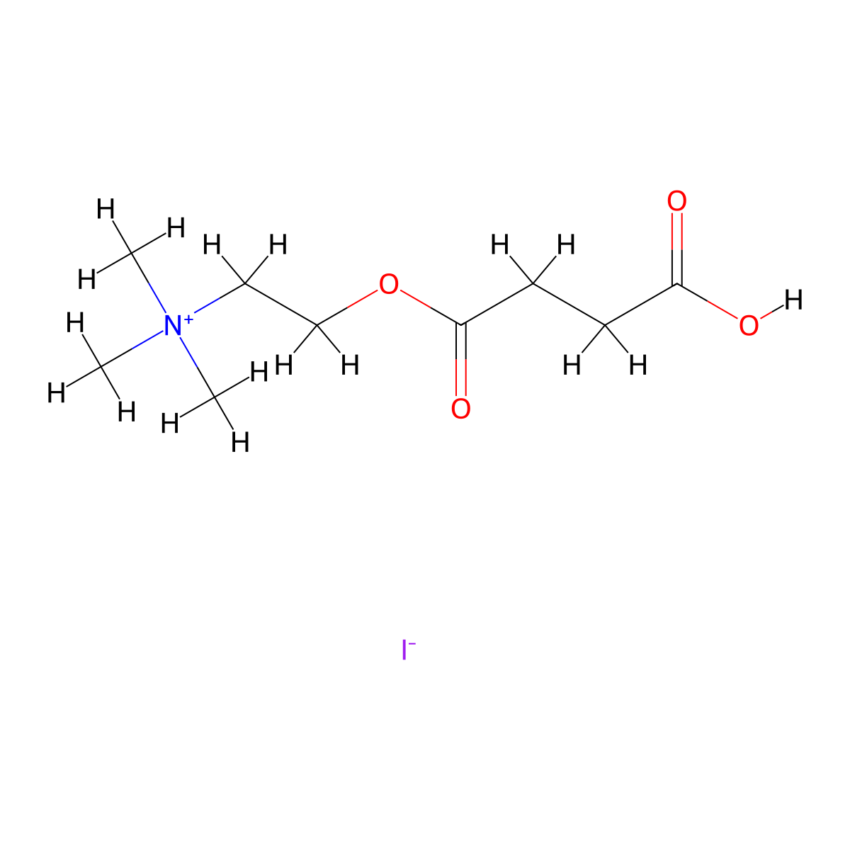Succinylmonocholine iodide molecular structure, CAS 14720-92-4
