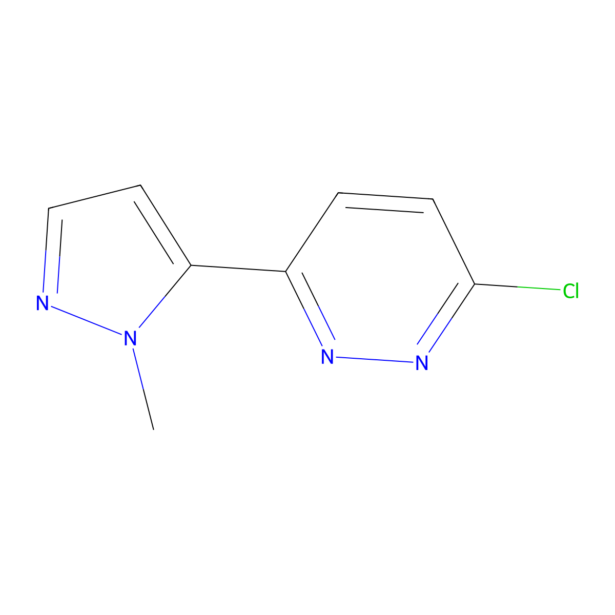 3-chloro-6-(1-methyl-1H-pyrazol-5-yl)pyridazine molecular structure, CAS 1472021-67-2