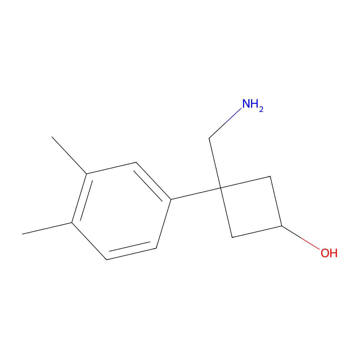 3-(Aminomethyl)-3-(3,4-dimethylphenyl)cyclobutan-1-ol molecular structure, CAS 1472026-32-6