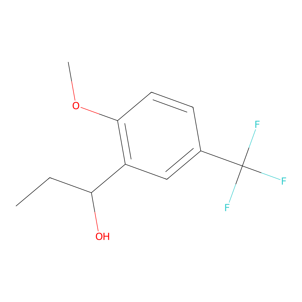1-(2-Methoxy-5-(trifluoromethyl)phenyl)propan-1-ol molecular structure, CAS 1472033-64-9