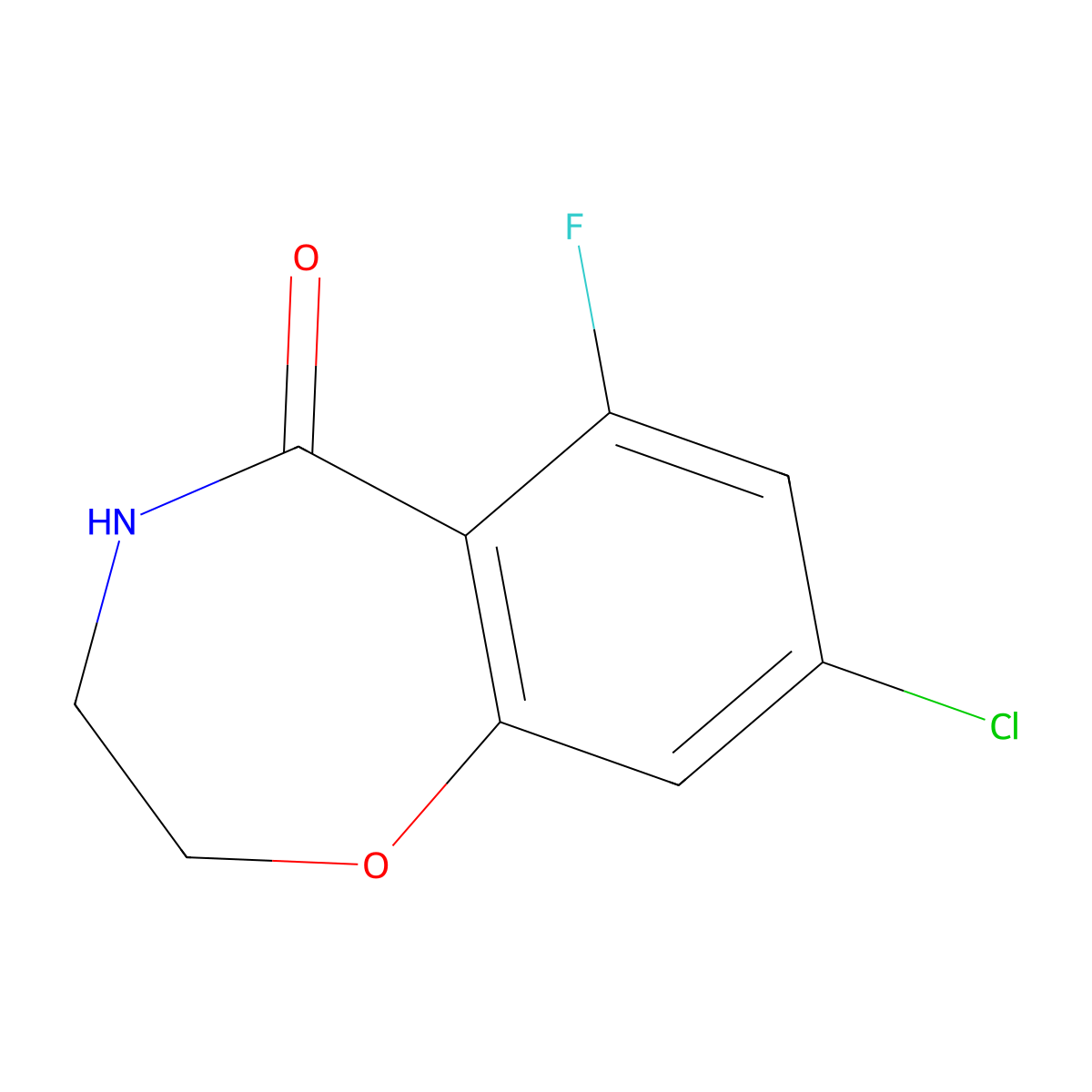 8-Chloro-6-fluoro-3,4-dihydrobenzo[F][1,4]oxazepin-5(2H)-one molecular structure, CAS 1472038-60-0