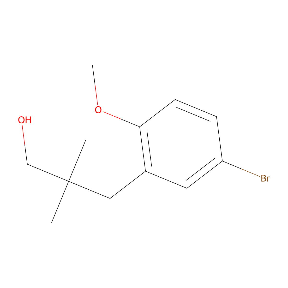 3-(5-Bromo-2-methoxyphenyl)-2,2-dimethylpropan-1-ol molecular structure, CAS 1472045-13-8