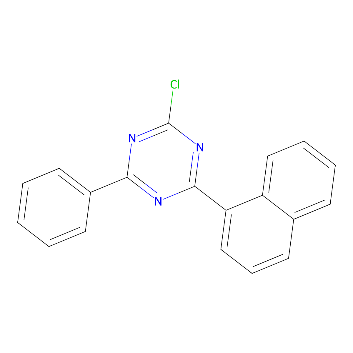 2-Chloro-4-(naphthalen-1-yl)-6-phenyl-1,3,5-triazine molecular structure, CAS 1472062-95-5
