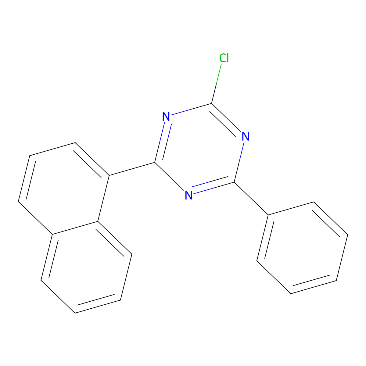 2-Chloro-4-(naphthalen-1-yl)-6-phenyl-1,3,5-triazine molecular structure, CAS 1472062-95-5
