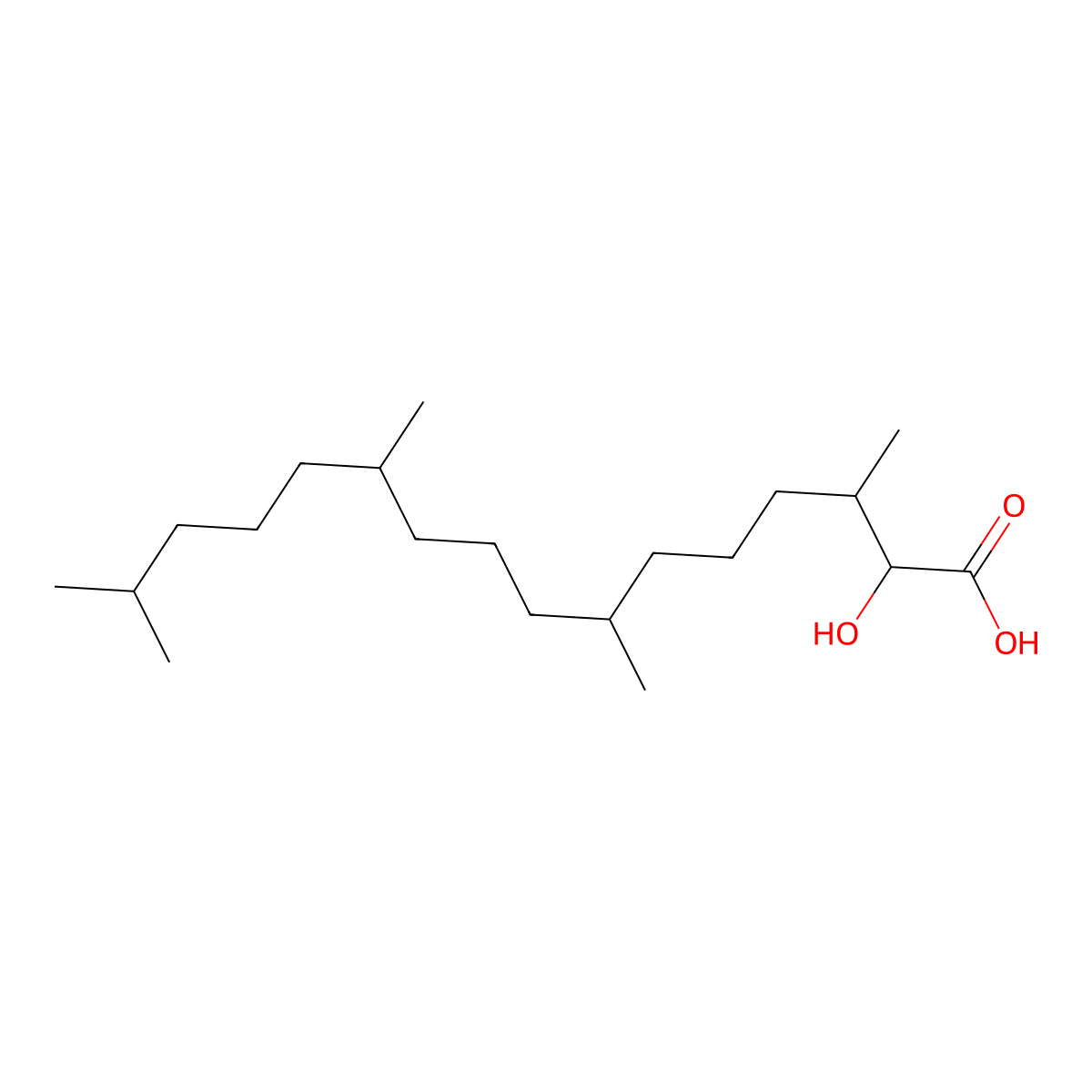 2-Hydroxy-3,7,11,15-tetramethylhexadecanoic acid molecular structure, CAS 14721-68-7
