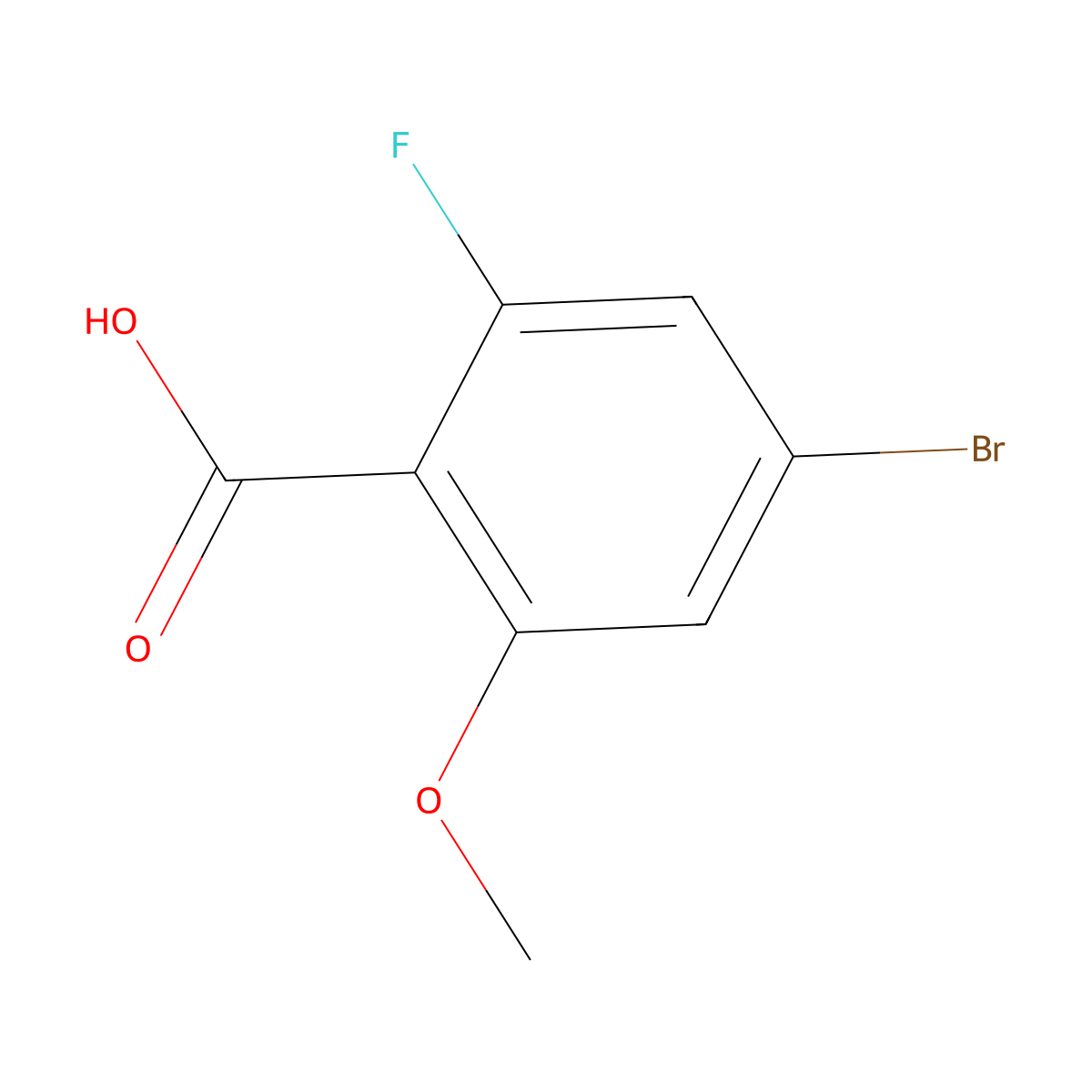 4-Bromo-2-fluoro-6-methoxybenzoic acid molecular structure, CAS 1472104-49-6
