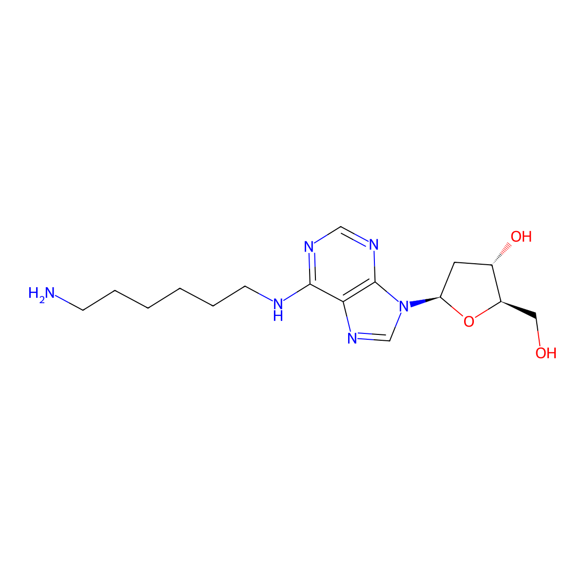 N6-(6-Aminohexyl)-2'-deoxyadenosine molecular structure, CAS 147218-60-8