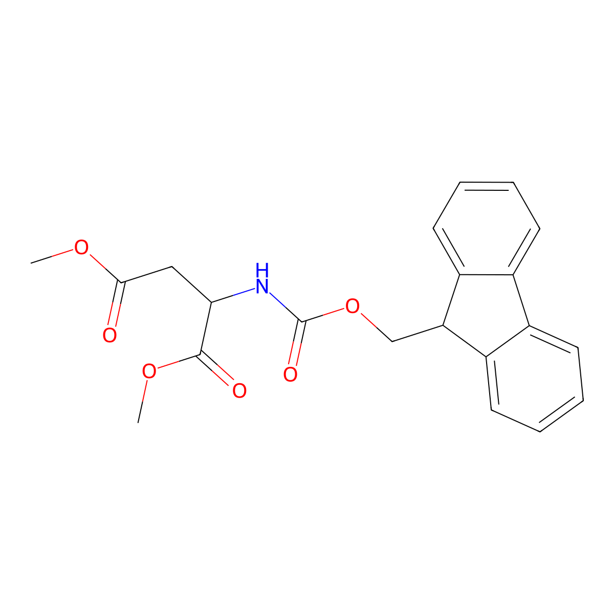 1,4-Dimethyl (2S)-2-{[(9H-fluoren-9-ylmethoxy)carbonyl]amino}butanedioate molecular structure, CAS 147220-14-2