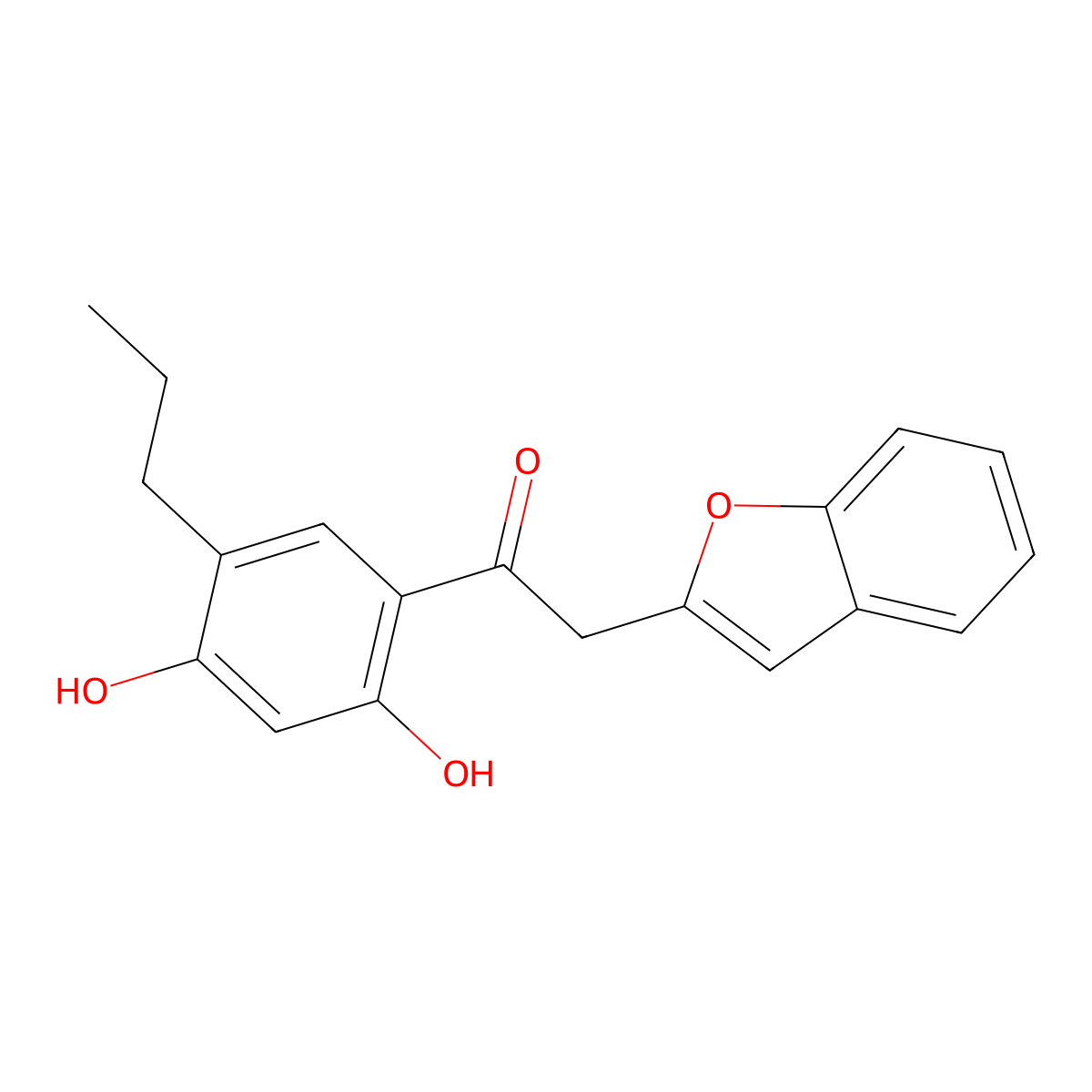 2-(Benzofuran-2-yl)-1-(2,4-dihydroxy-5-propylphenyl)ethanone molecular structure, CAS 147220-79-9