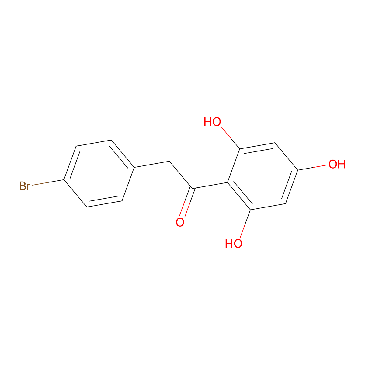 2-(4-Bromophenyl)-1-(2,4,6-trihydroxyphenyl)ethanone molecular structure, CAS 147220-80-2