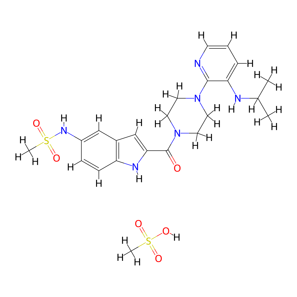 Delavirdine Mesylate molecular structure, CAS 147221-93-0