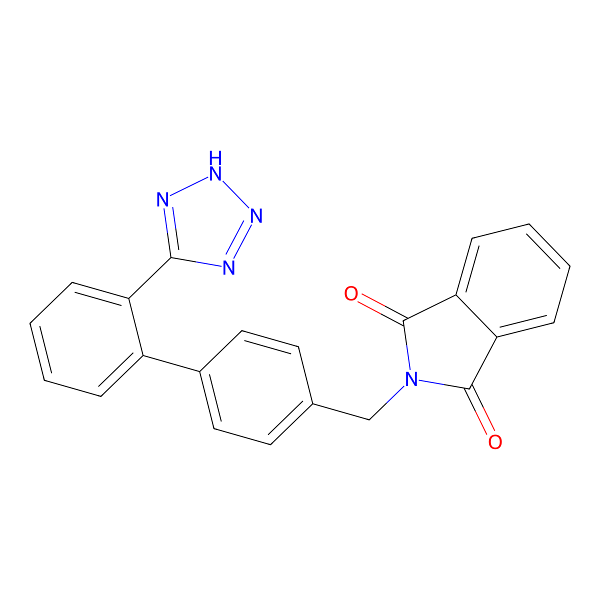 2-({4-[2-(2H-1,2,3,4-tetrazol-5-yl)phenyl]phenyl}methyl)-2,3-dihydro-1H-isoindole-1,3-dione molecular structure, CAS 147225-67-0