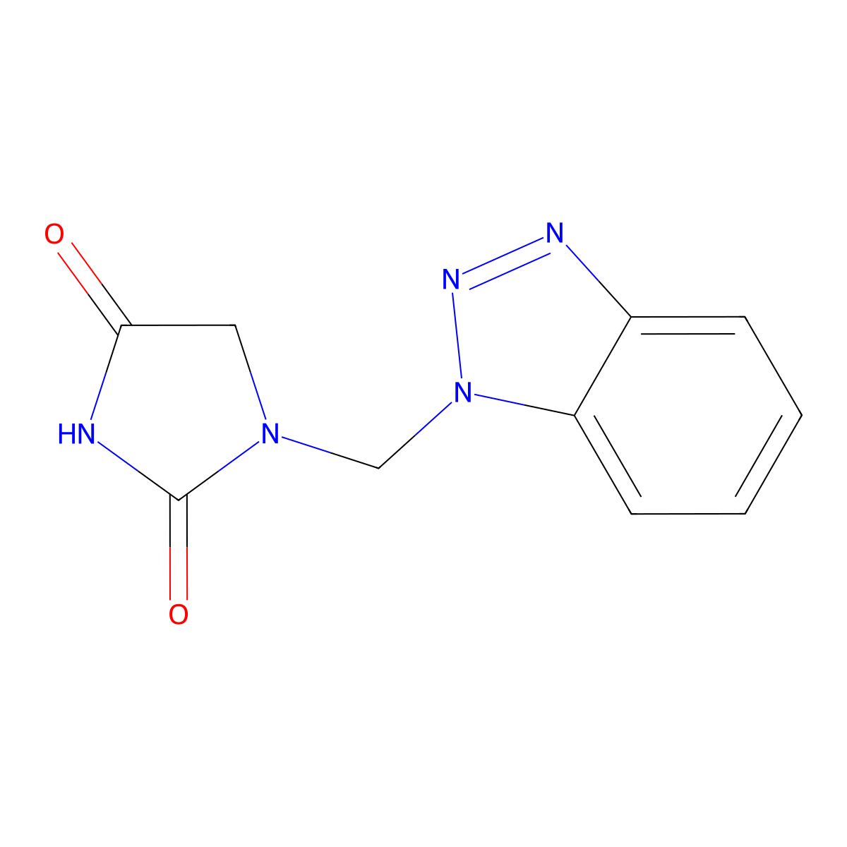 1-(Benzotriazol-1-ylmethyl)imidazolidine-2,4-dione molecular structure, CAS 147227-58-5