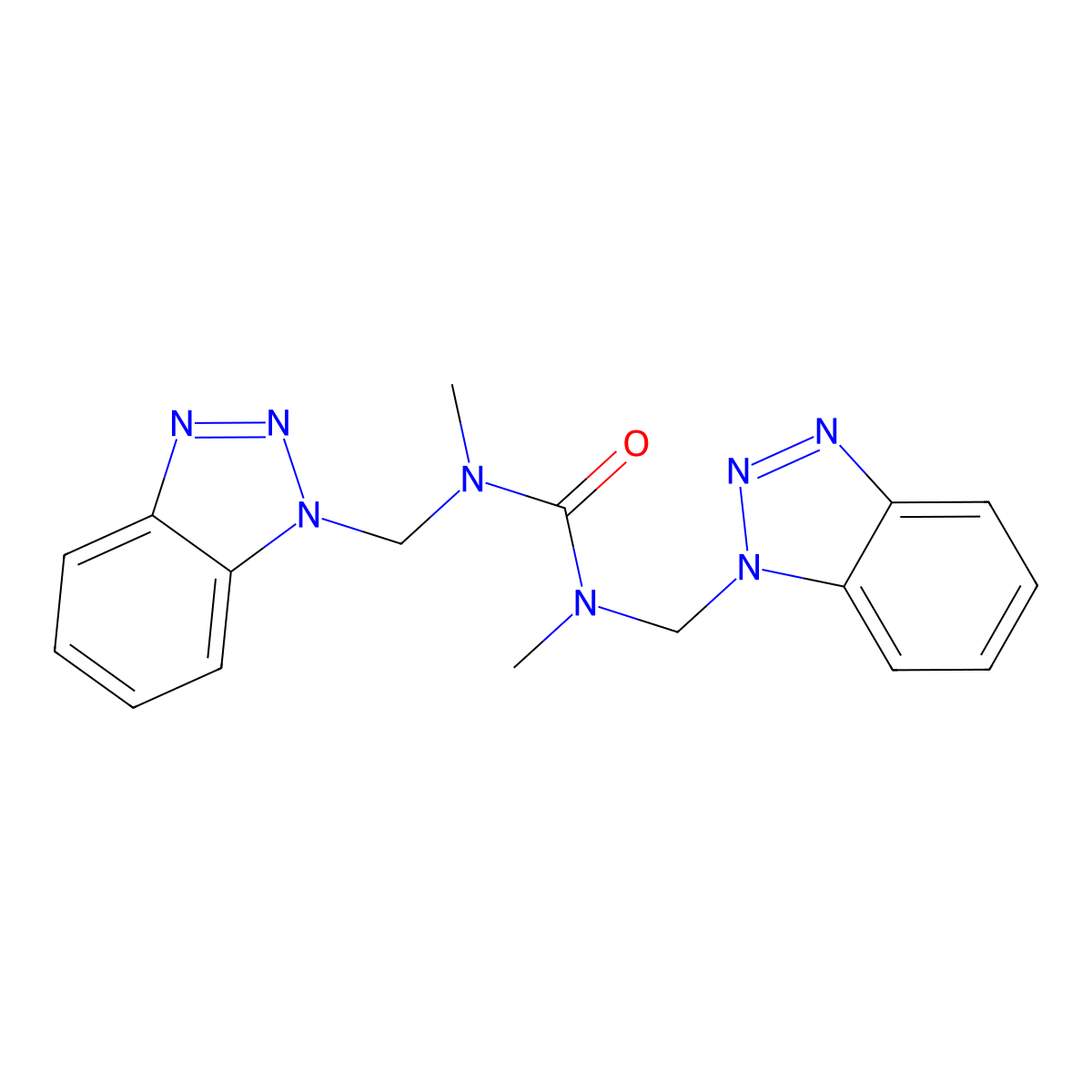 1,3-Bis(1H-1,2,3-benzotriazol-1-ylmethyl)-1,3-dimethylurea molecular structure, CAS 147227-60-9