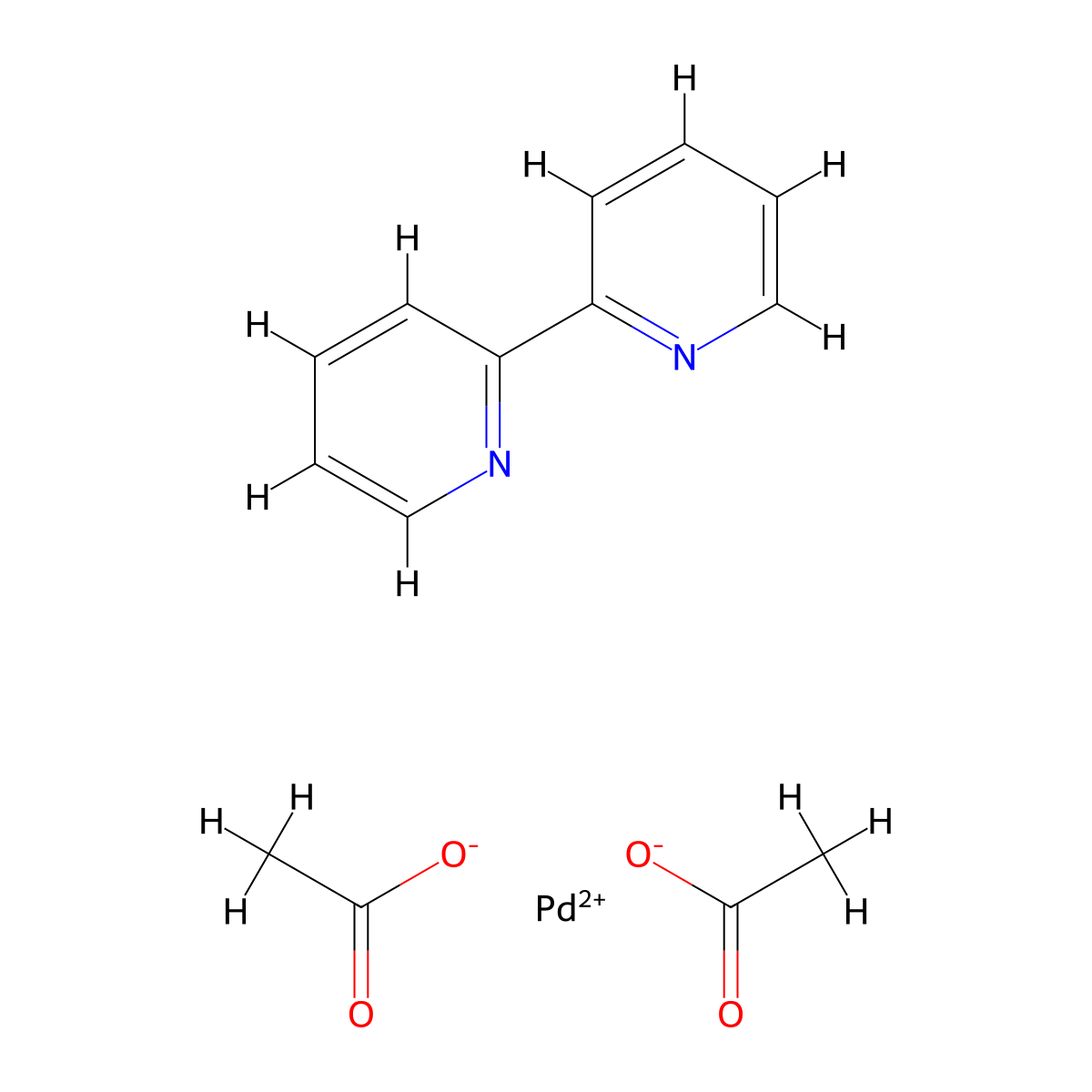Bis(acetato-O)(2,2'-bipyridine-N,N')palladium molecular structure, CAS 14724-41-5