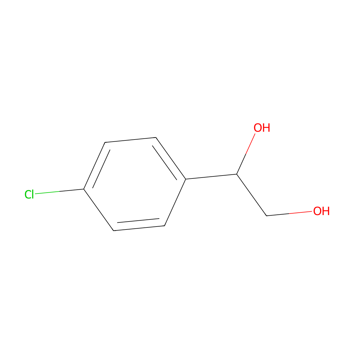 1,2-Ethanediol, 1-(4-chlorophenyl)-, (1S)- molecular structure, CAS 147254-28-2