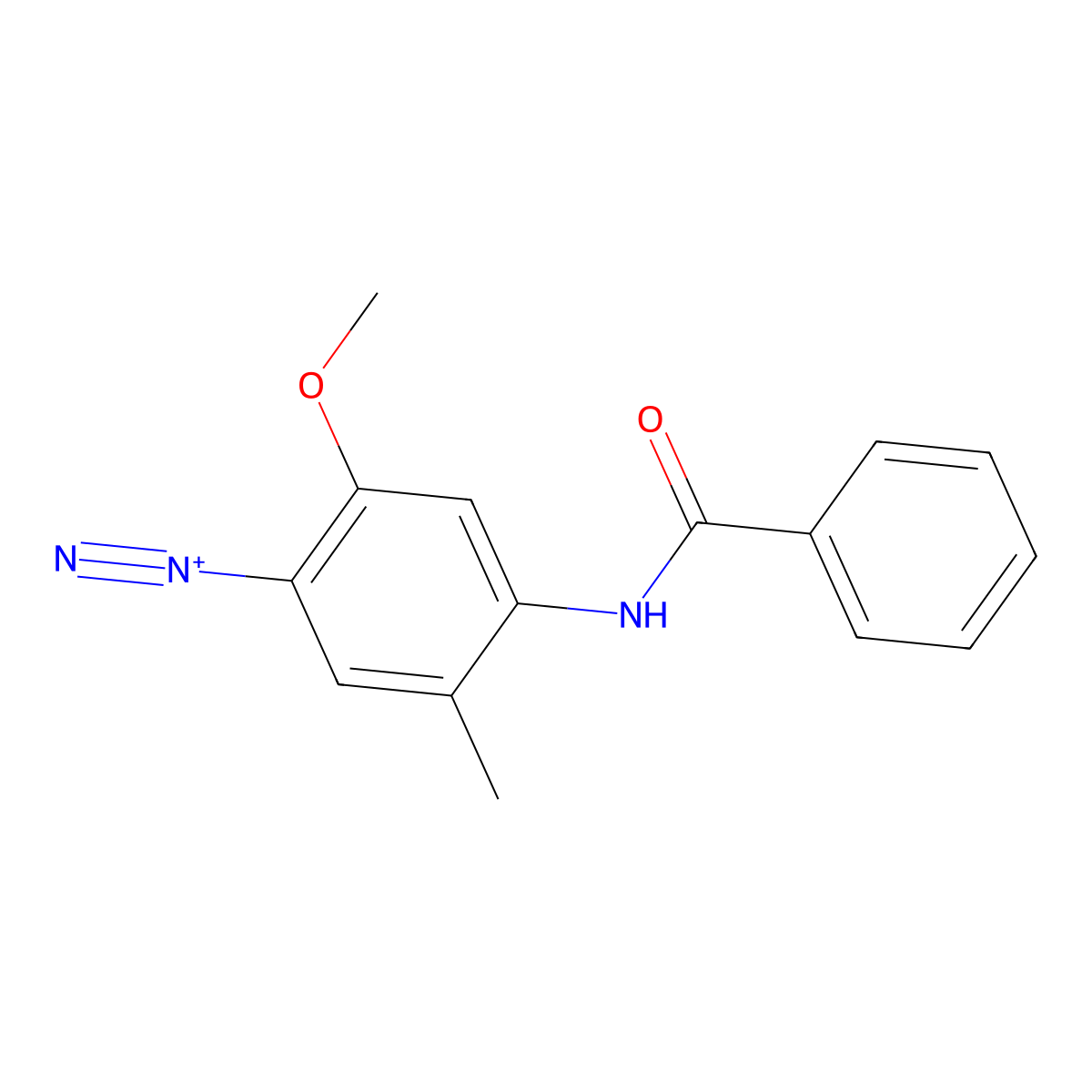 Benzenediazonium, 4-(benzoylamino)-2-methoxy-5-methyl- molecular structure, CAS 14726-28-4