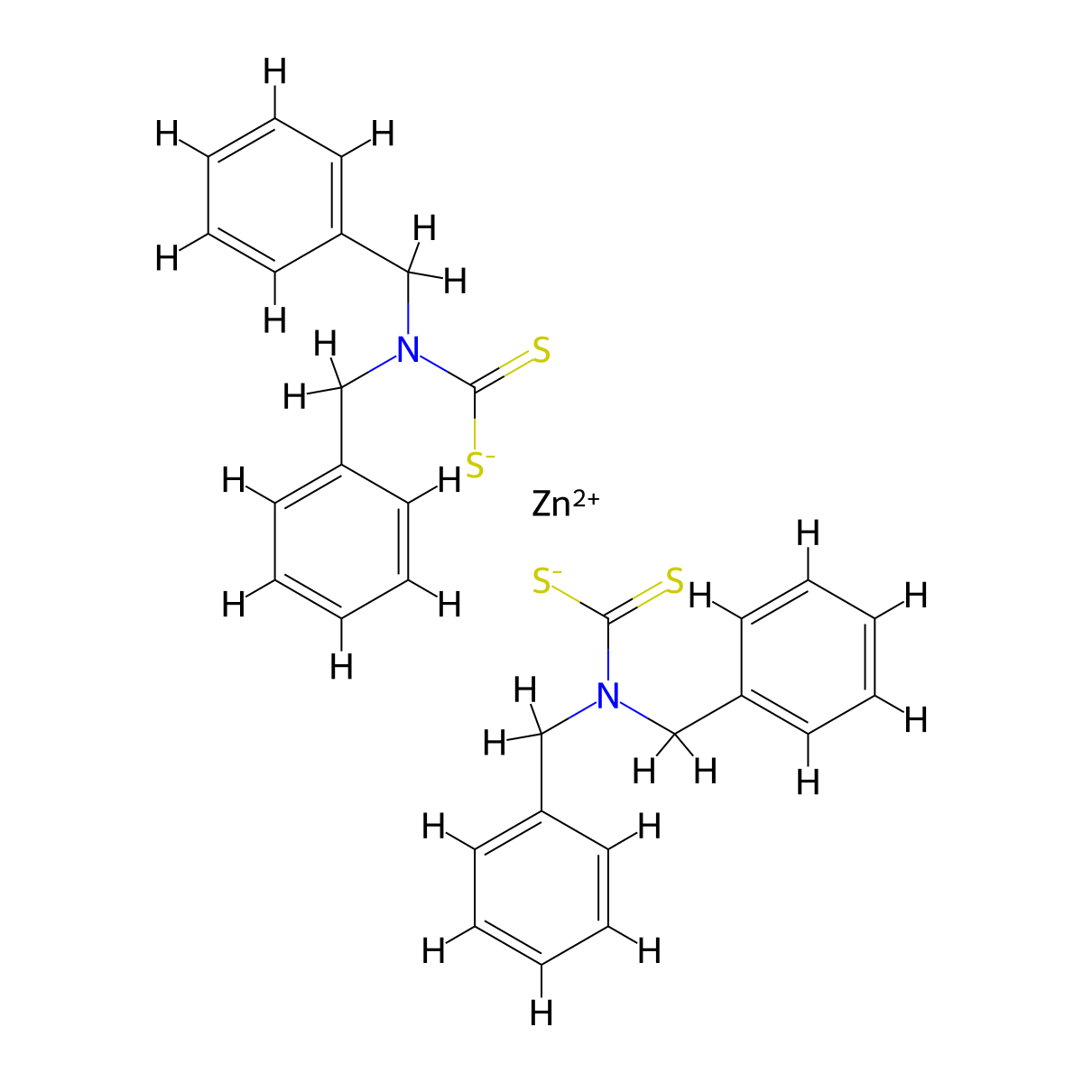 Zinc dibenzyldithiocarbamate molecular structure, CAS 14726-36-4