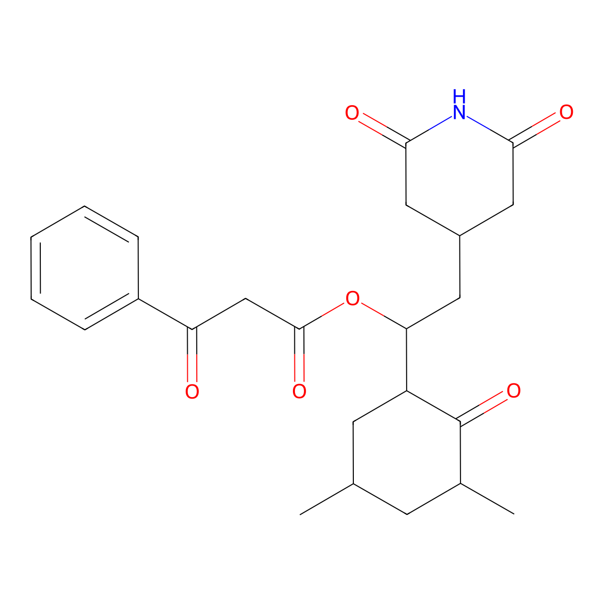 1-(3,5-Dimethyl-2-oxocyclohexyl)-2-(2,6-dioxopiperidin-4-yl)ethyl 3-oxo-3-phenylpropanoate molecular structure, CAS 1472612-39-7