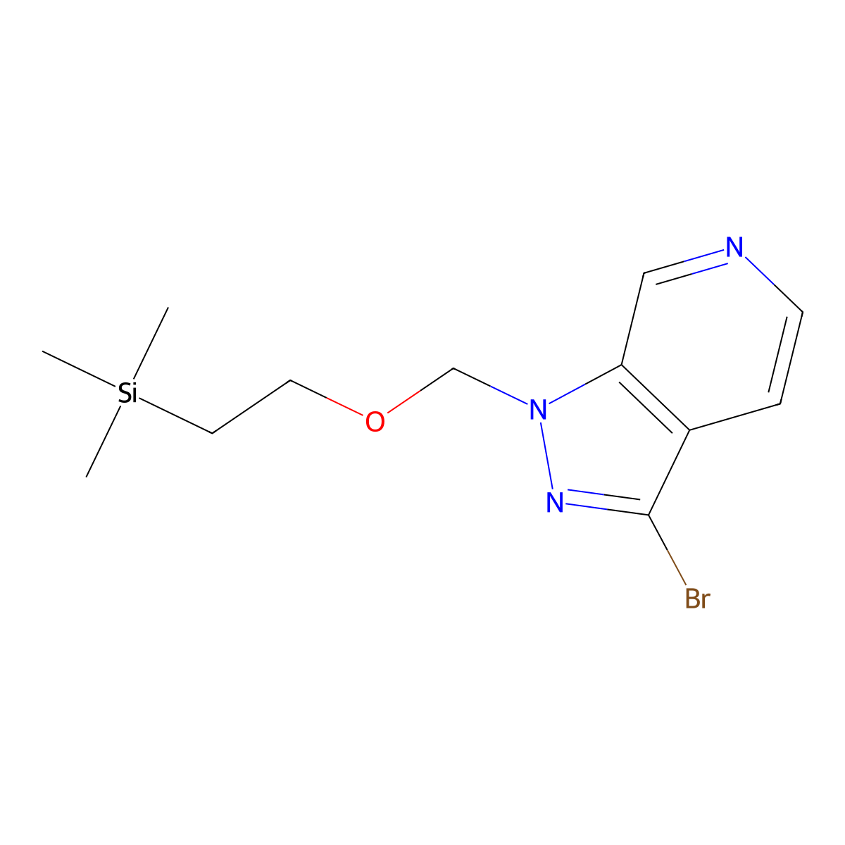 3-bromo-1-{[2-(trimethylsilyl)ethoxy]methyl}-1H-pyrazolo[3,4-c]pyridine molecular structure, CAS 1472615-97-6