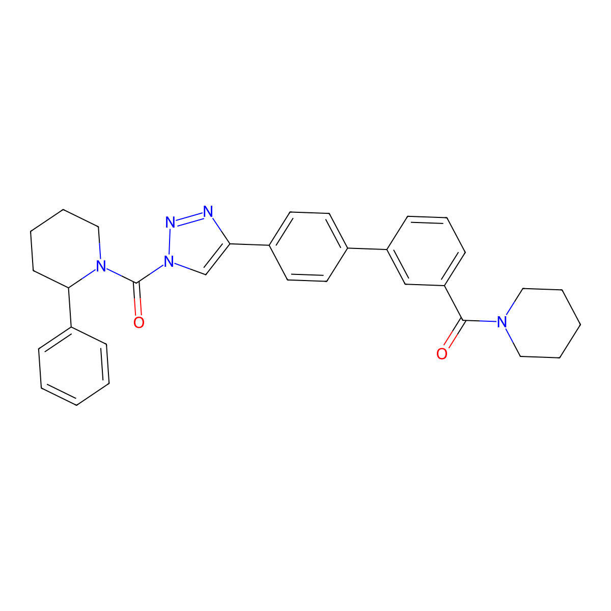 [3-[4-[1-(2-Phenylpiperidine-1-carbonyl)triazol-4-yl]phenyl]phenyl]-piperidin-1-ylmethanone molecular structure, CAS 1472640-86-0