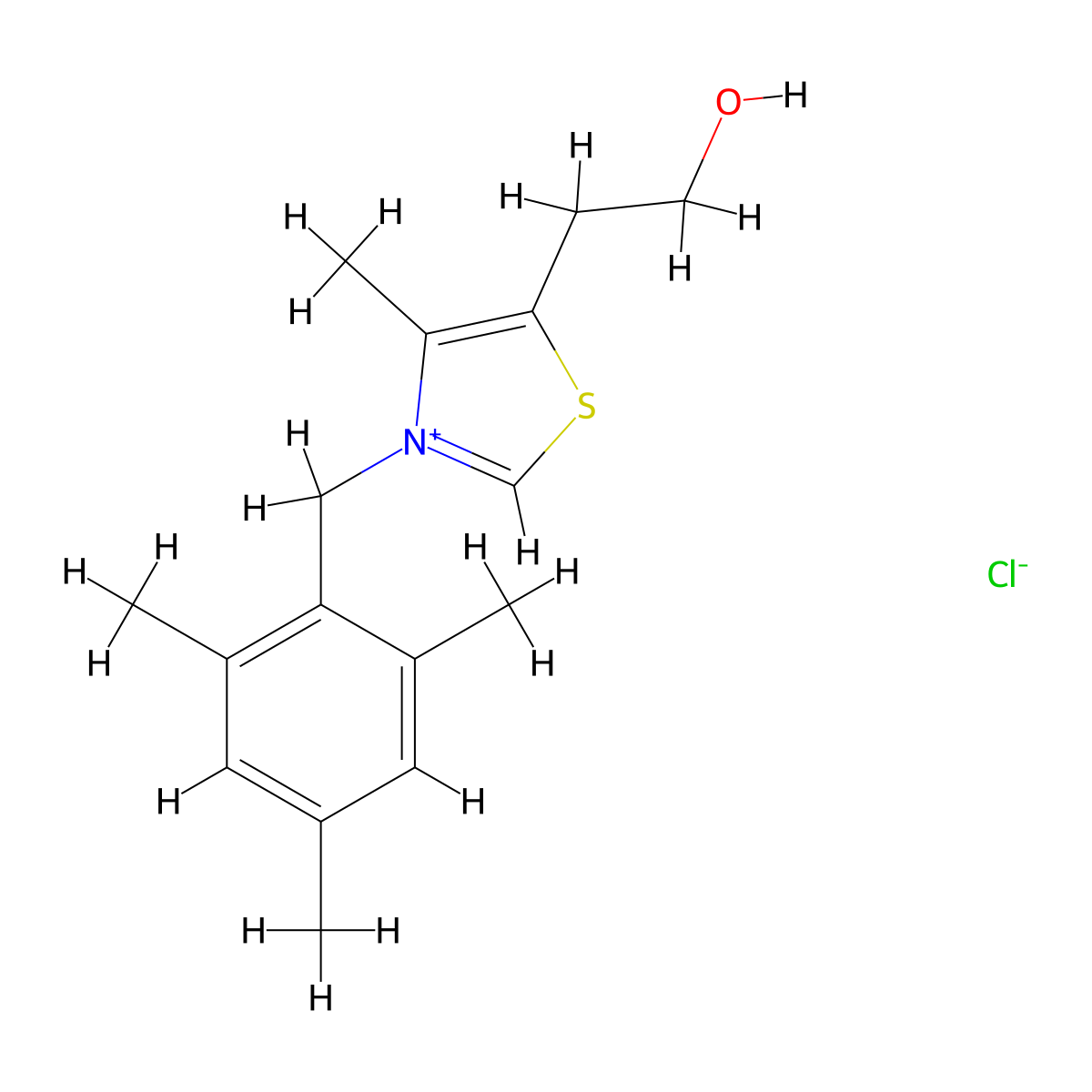 5-(2-Hydroxyethyl)-4-methyl-3-(2,4,6-trimethylbenzyl)thiazol-3-ium chloride molecular structure, CAS 1472646-52-8