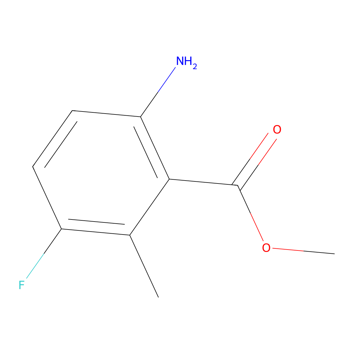 Methyl 6-amino-3-fluoro-2-methylbenzoate molecular structure, CAS 1472650-40-0