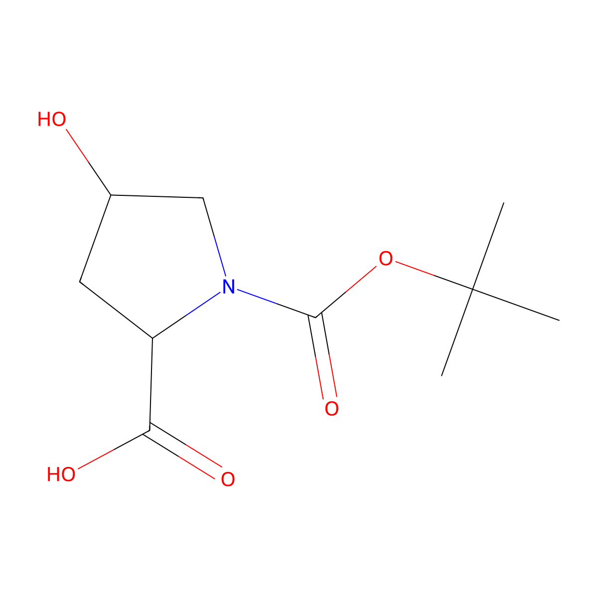 N-Boc-4-hydroxy-D-proline, trans- molecular structure, CAS 147266-92-0