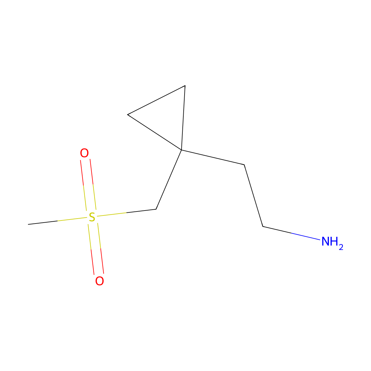2-[1-(Methanesulfonylmethyl)cyclopropyl]ethan-1-amine molecular structure, CAS 1472669-19-4