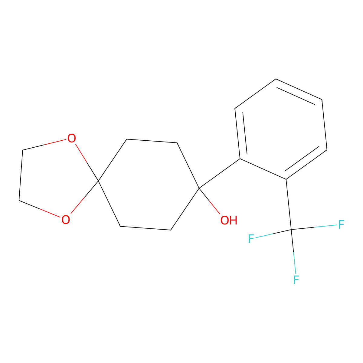 8-(2-(Trifluoromethyl)phenyl)-1,4-dioxaspiro[4.5]decan-8-ol molecular structure, CAS 1472679-22-3