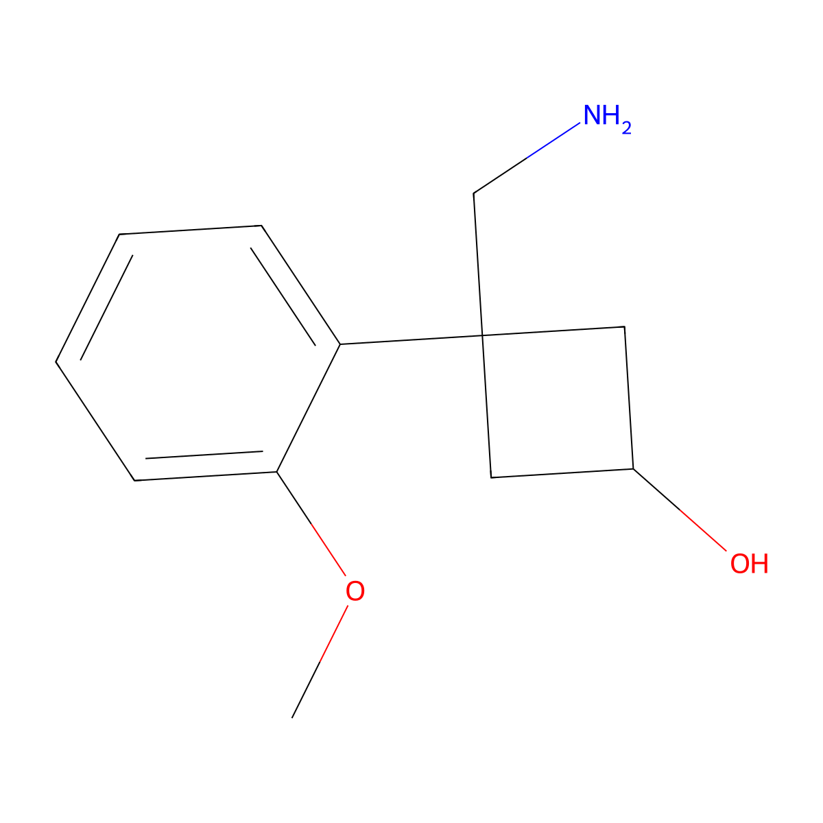 3-(Aminomethyl)-3-(2-methoxyphenyl)cyclobutan-1-ol molecular structure, CAS 1472680-71-9
