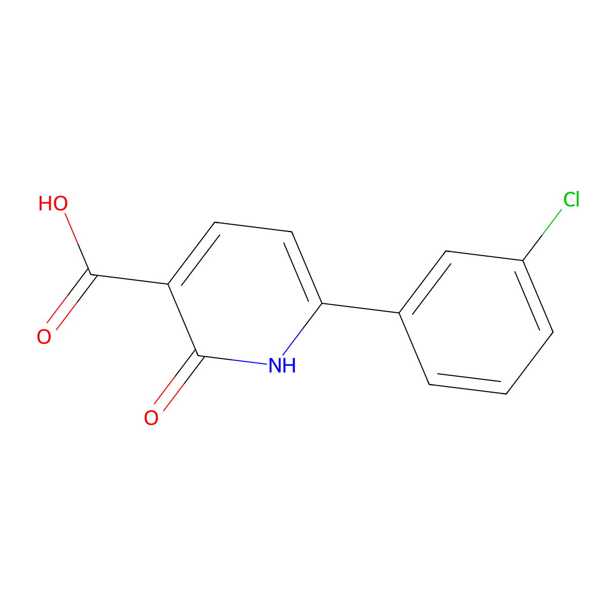 6-(3-Chlorophenyl)-1,2-dihydro-2-oxo-3-pyridinecarboxylic acid molecular structure, CAS 147269-19-0