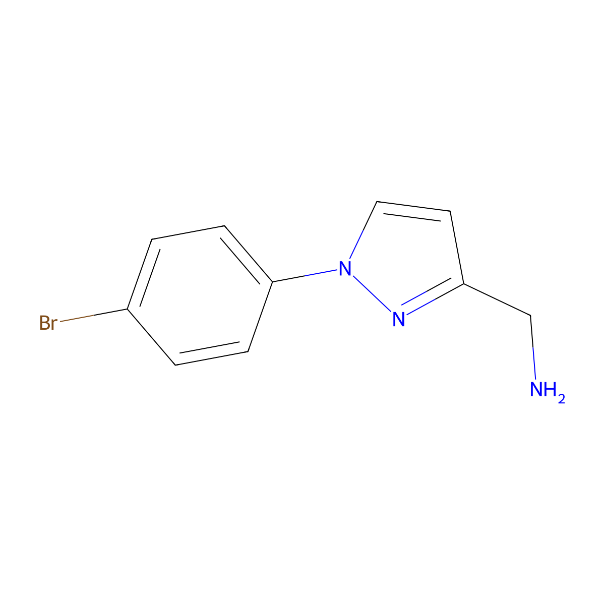 [1-(4-bromophenyl)-1H-pyrazol-3-yl]methanamine molecular structure, CAS 1472723-59-3